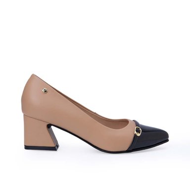 ZAPATO STILETTO CASUAL DON-2539 BEIGE/NEGRO PIAZZA - 1