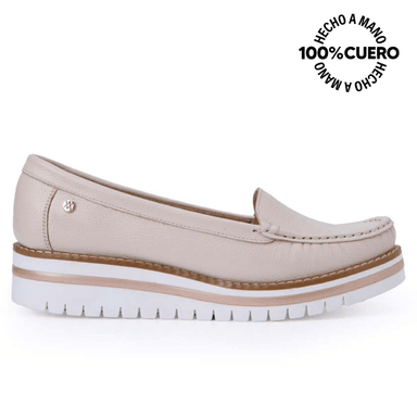 ZAPATO MOCASÍN CASUAL INFORMAL AVE-2313 VAINILLA VIALE CUERO - 1