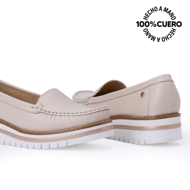 ZAPATO MOCASÍN CASUAL INFORMAL AVE-2313 VAINILLA VIALE CUERO - 2