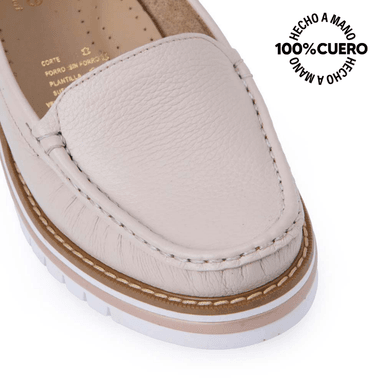 ZAPATO MOCASÍN CASUAL INFORMAL AVE-2313 VAINILLA VIALE CUERO - 3