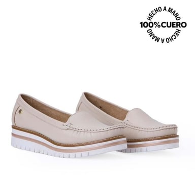 ZAPATO MOCASÍN CASUAL INFORMAL AVE-2313 VAINILLA VIALE CUERO - 4