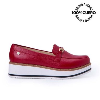 ZAPATO MOCASÍN CASUAL INFORMAL TATI-2528 ROJO VIALE CUERO - 1