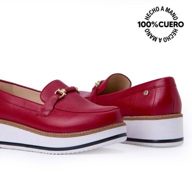 ZAPATO MOCASÍN CASUAL INFORMAL TATI-2528 ROJO VIALE CUERO - 2