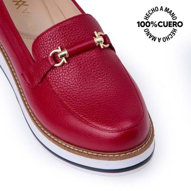 ZAPATO MOCASÍN CASUAL INFORMAL TATI-2528 ROJO VIALE CUERO - 3