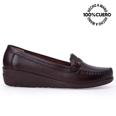 ZAPATO MOCASÍN CASUAL INFORMAL LE-2513 MARRON VIALE CUERO - 1