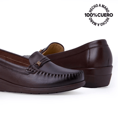 ZAPATO MOCASÍN CASUAL INFORMAL LE-2513 MARRON VIALE CUERO - 2