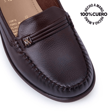 ZAPATO MOCASÍN CASUAL INFORMAL LE-2513 MARRON VIALE CUERO - 3