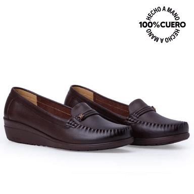 ZAPATO MOCASÍN CASUAL INFORMAL LE-2513 MARRON VIALE CUERO - 4