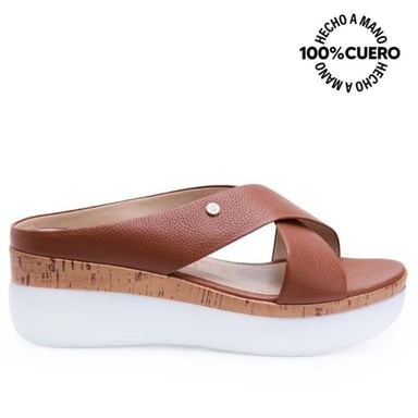 SANDALIA SLIDE CASUAL ALE-2520 NATURAL VIALE CUERO - 1