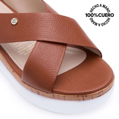 SANDALIA SLIDE CASUAL ALE-2520 NATURAL VIALE CUERO - 3
