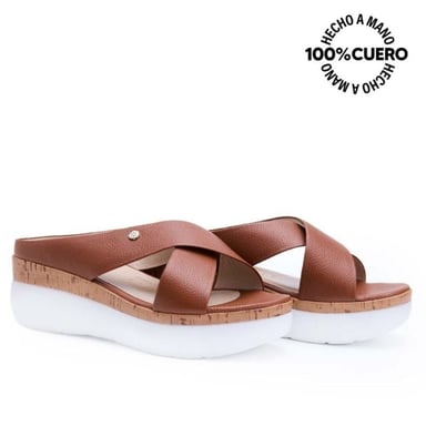 SANDALIA SLIDE CASUAL ALE-2520 NATURAL VIALE CUERO - 4