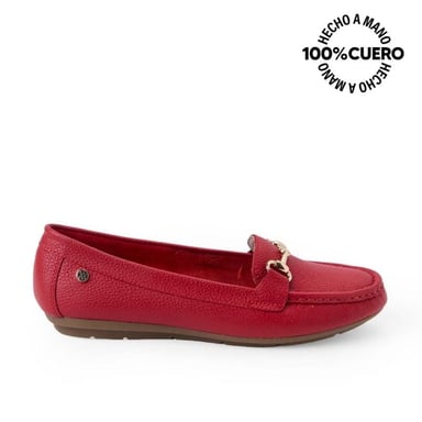 ZAPATO MOCASÍN CASUAL INFORMAL CORE-2511 ROJO VIALE CUERO - 1