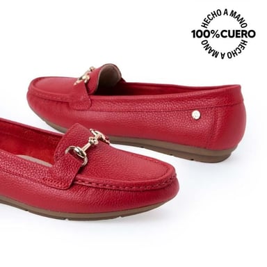 ZAPATO MOCASÍN CASUAL INFORMAL CORE-2511 ROJO VIALE CUERO - 2
