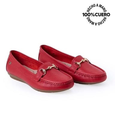 ZAPATO MOCASÍN CASUAL INFORMAL CORE-2511 ROJO VIALE CUERO - 4