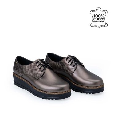ZAPATO OXFORD CASUAL TATI-2530 PLATA QUEMADA VIALE CUERO - 3