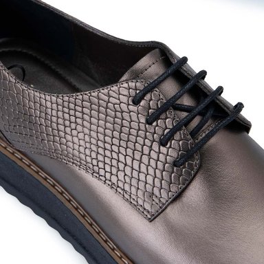 ZAPATO OXFORD CASUAL TATI-2530 PLATA QUEMADA VIALE CUERO - 4