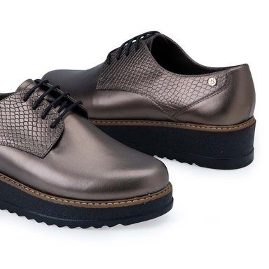 ZAPATO OXFORD CASUAL TATI-2530 PLATA QUEMADA VIALE CUERO - 5