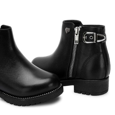 BOTÍN CASUAL YADIRA-2529 NEGRO RABBIT CUERO - 2