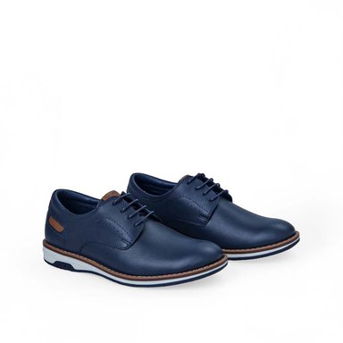 ZAPATO DERBY CASUAL ANGEL-2538 AZUL RABBIT CUERO - 2