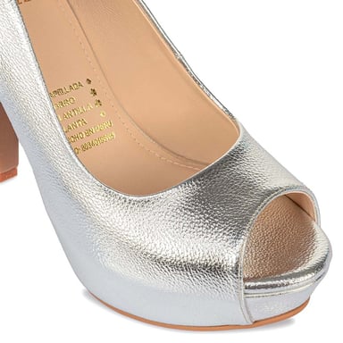 ZAPATO PEEP TOE VESTIR KALU-2509 PLATA PIAZZA - 3