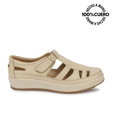 ZAPATO CANASTA CASUAL WIL-2520 HUESO VIALE CUERO - 1