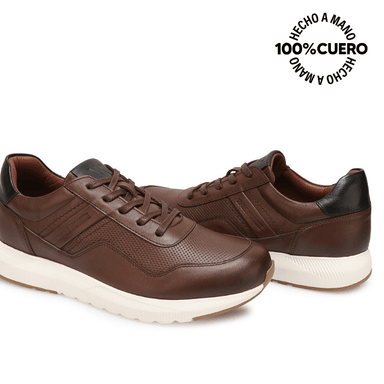 ZAPATILLA CASUAL JOSE-2603 MARRON VIALE HOMME CUERO - 2