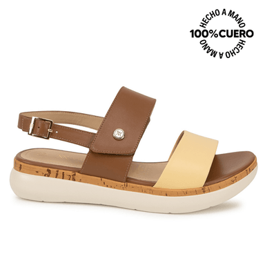 SANDALIA D'ORSAY CASUAL ALE-2619 MOCCA/MANTQ VIALE CUERO - 1