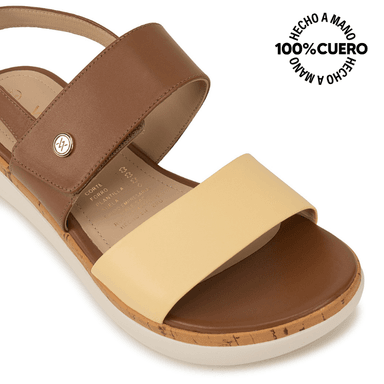 SANDALIA D'ORSAY CASUAL ALE-2619 MOCCA/MANTQ VIALE CUERO - 3