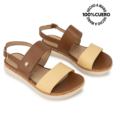 SANDALIA D'ORSAY CASUAL ALE-2619 MOCCA/MANTQ VIALE CUERO - 4