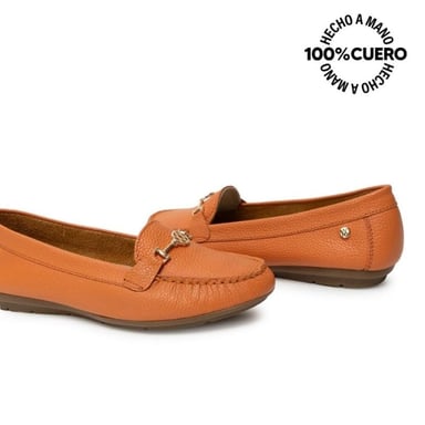 ZAPATO MOCASÍN CASUAL CORE-2510 NARANJA VIALE CUERO - 2
