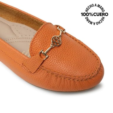 ZAPATO MOCASÍN CASUAL CORE-2510 NARANJA VIALE CUERO - 3