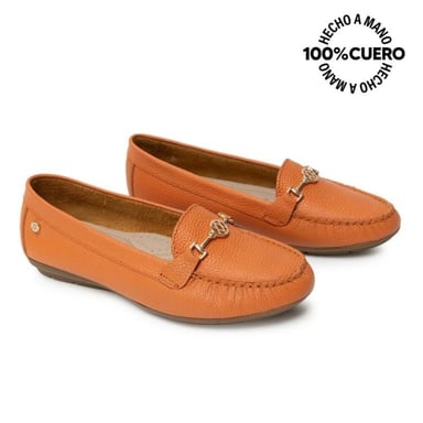 ZAPATO MOCASÍN CASUAL CORE-2510 NARANJA VIALE CUERO - 4