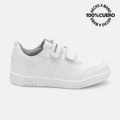 ZAPATILLA ESCOLAR CASUAL ANDREI-2604 BLANCO RABBIT CUERO - 1