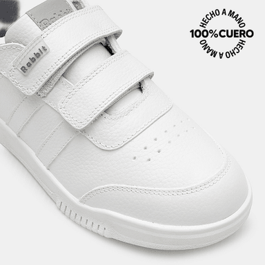 ZAPATILLA ESCOLAR CASUAL ANDREI-2604 BLANCO RABBIT CUERO - 3