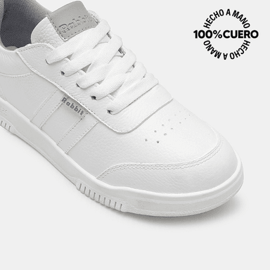 ZAPATILLA ESCOLAR CASUAL ANDREI-2602 BLANCO RABBIT CUERO - 3