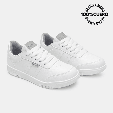 ZAPATILLA ESCOLAR CASUAL ANDREI-2602 BLANCO RABBIT CUERO - 4
