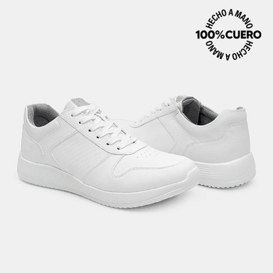 ZAPATILLA ESCOLAR CASUAL JOSE-2601 BLANCO VIALE HOMME CUERO - 2
