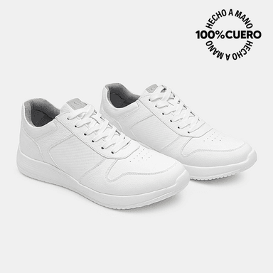 ZAPATILLA ESCOLAR CASUAL JOSE-2601 BLANCO VIALE HOMME CUERO - 4