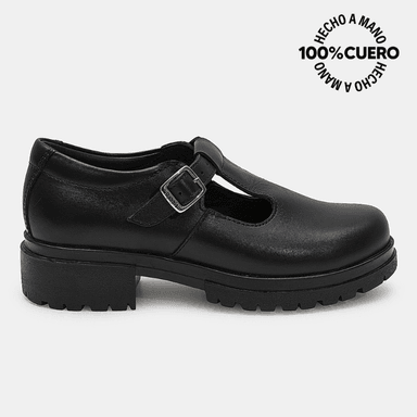 ZAPATO ESCOLAR CASUAL MANA-2604 NEGRO RABBIT CUERO - 1