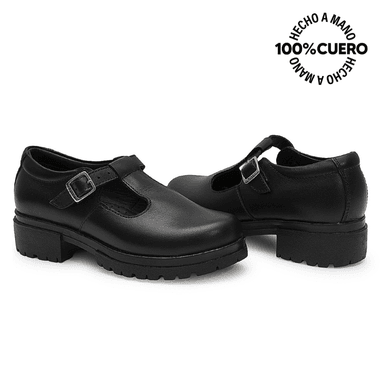 ZAPATO ESCOLAR CASUAL MANA-2604 NEGRO RABBIT CUERO - 2