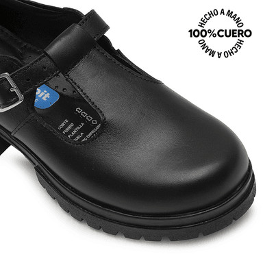 ZAPATO ESCOLAR CASUAL MANA-2604 NEGRO RABBIT CUERO - 3