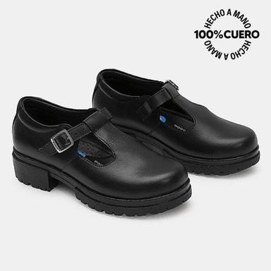 ZAPATO ESCOLAR CASUAL MANA-2604 NEGRO RABBIT CUERO - 4