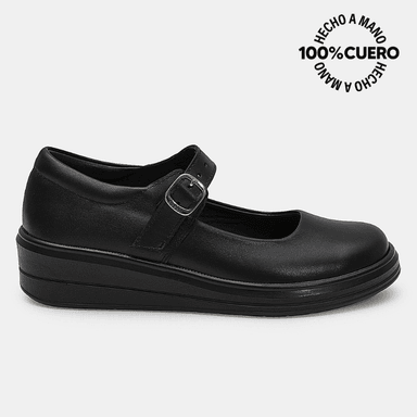 ZAPATO ESCOLAR CASUAL MANA-2607 NEGRO RABBIT CUERO - 1