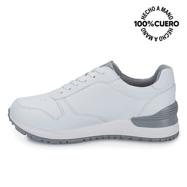 ZAPATILLA ESCOLAR UNISEX CASUAL ANDREI-027 T BLANCO RABBIT CUERO - 2