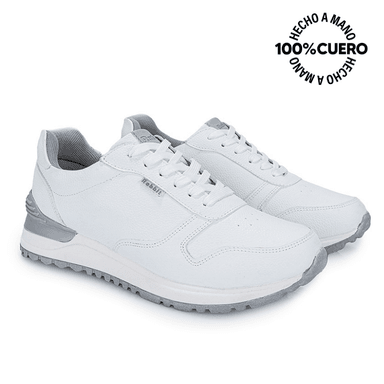 ZAPATILLA ESCOLAR UNISEX CASUAL ANDREI-027 T BLANCO RABBIT CUERO - 4