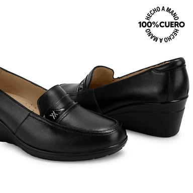 ZAPATO MOCASÍN LE-2614 NEGRO VIALE CUERO - 2