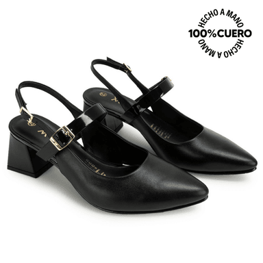 ZAPATO MEDIA ESTACION STILETTO TATI-2660 NEGRO VIALE CUERO - 4