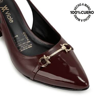 ZAPATO MEDIA ESTACION STILETTO TATI-2661 BURGUNDY VIALE CUERO - 3