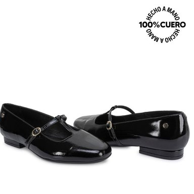 ZAPATO BALLERINA CASUAL ALE-2653 NEGRO CUERO VIALE - 3