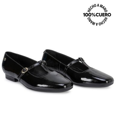 ZAPATO BALLERINA CASUAL ALE-2653 NEGRO CUERO VIALE - 5